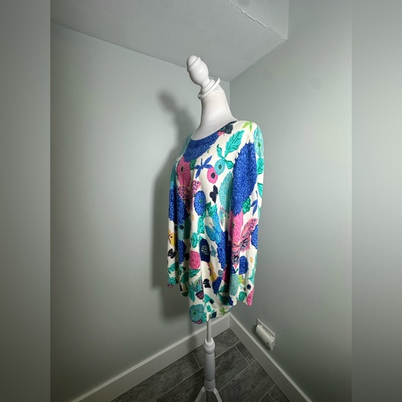 Talbots Soft Knit Butterflies Floral Back Button Up Cardigan Colorful Size 1X - Picture 4 of 14